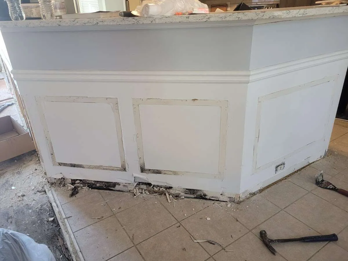 Water damage and mold on kitchen during Storm Damage Restoration in Cynthiana